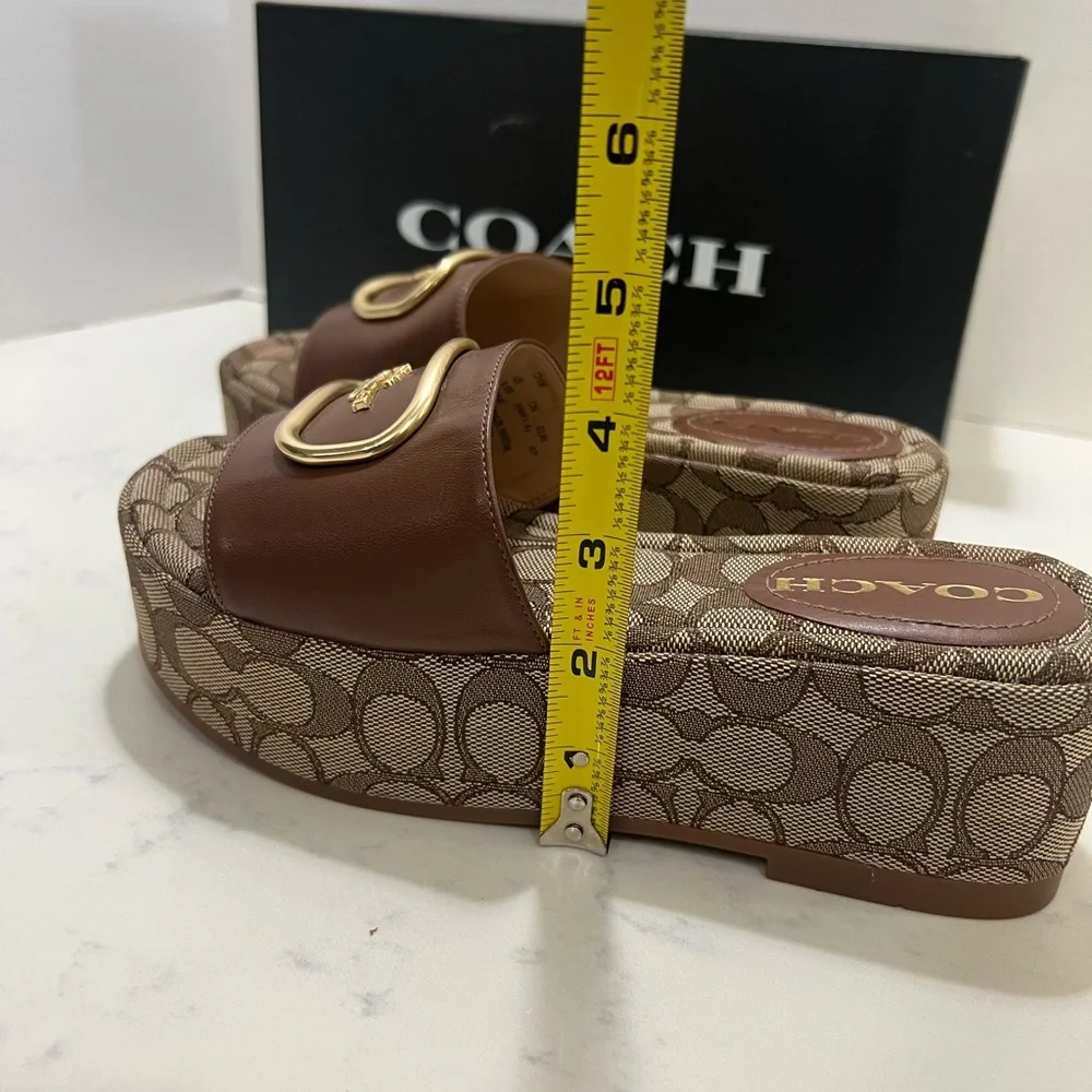 Coach Tan and Gold Logo Slides - Picture 12 of 15